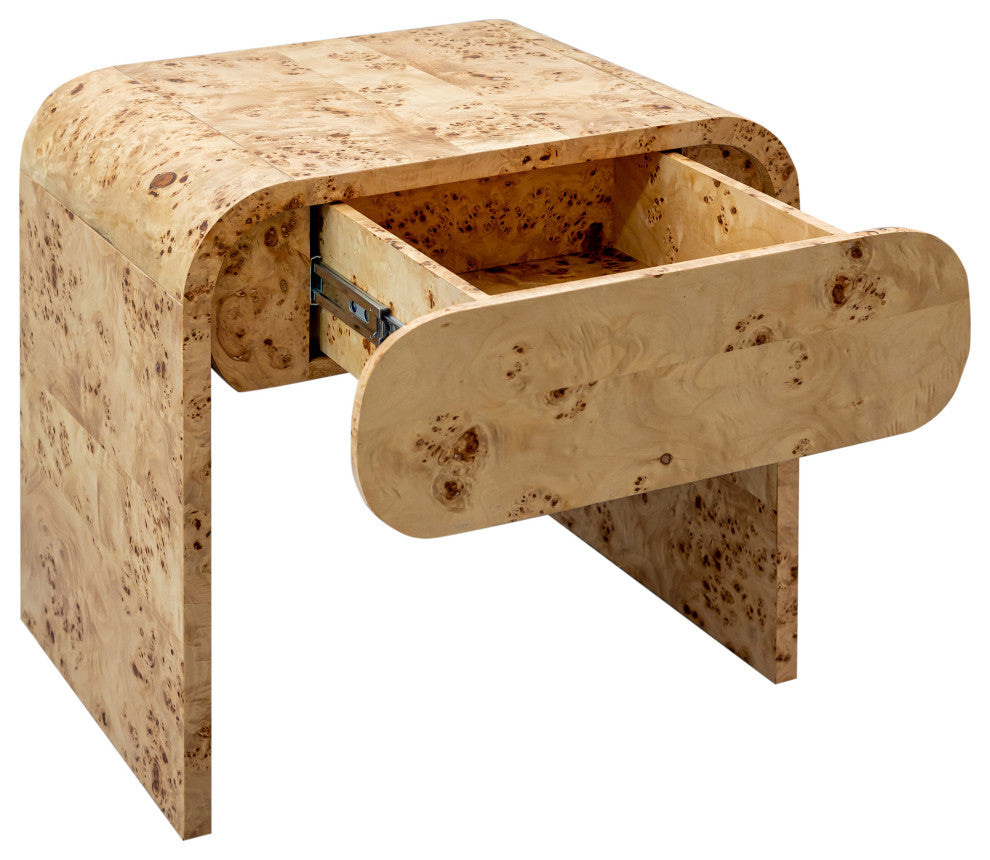 Meridian Furniture Cresthill Nightstand, Ash Burl Wood