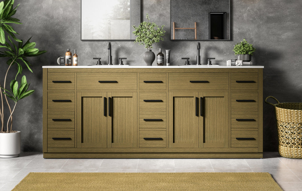 Home Living 84" Double Bathroom Vanity, Chestnut Brown