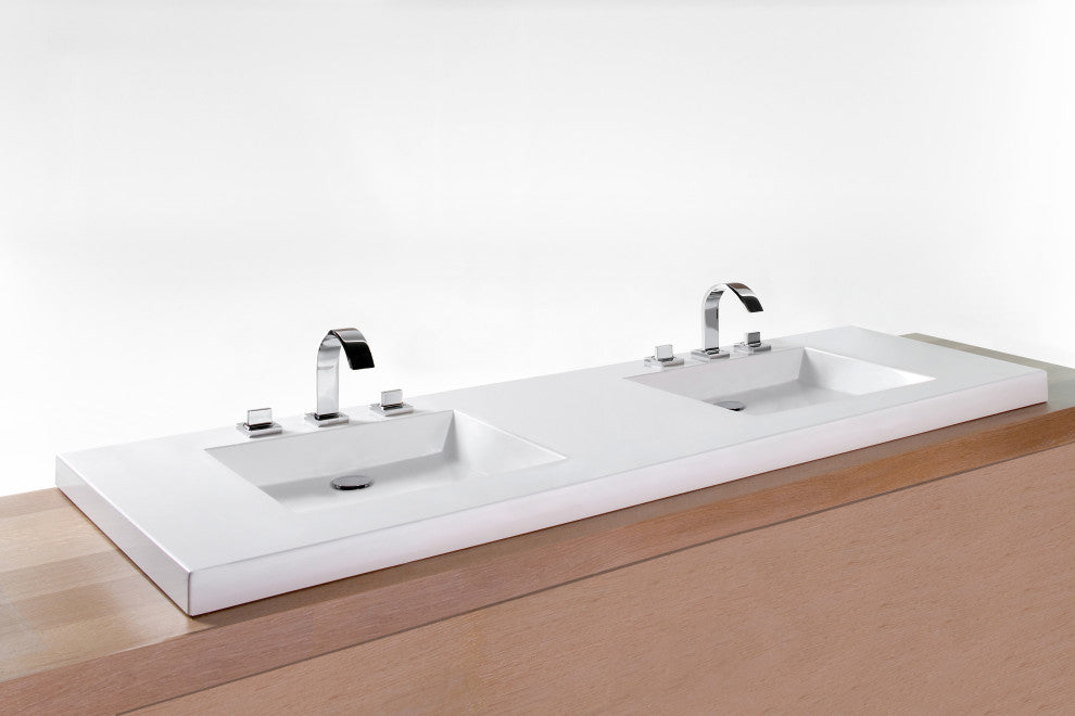 Cube Collection Lav Sink, WETMAR BIO 48", Matte White, 72", No Trim Overflow