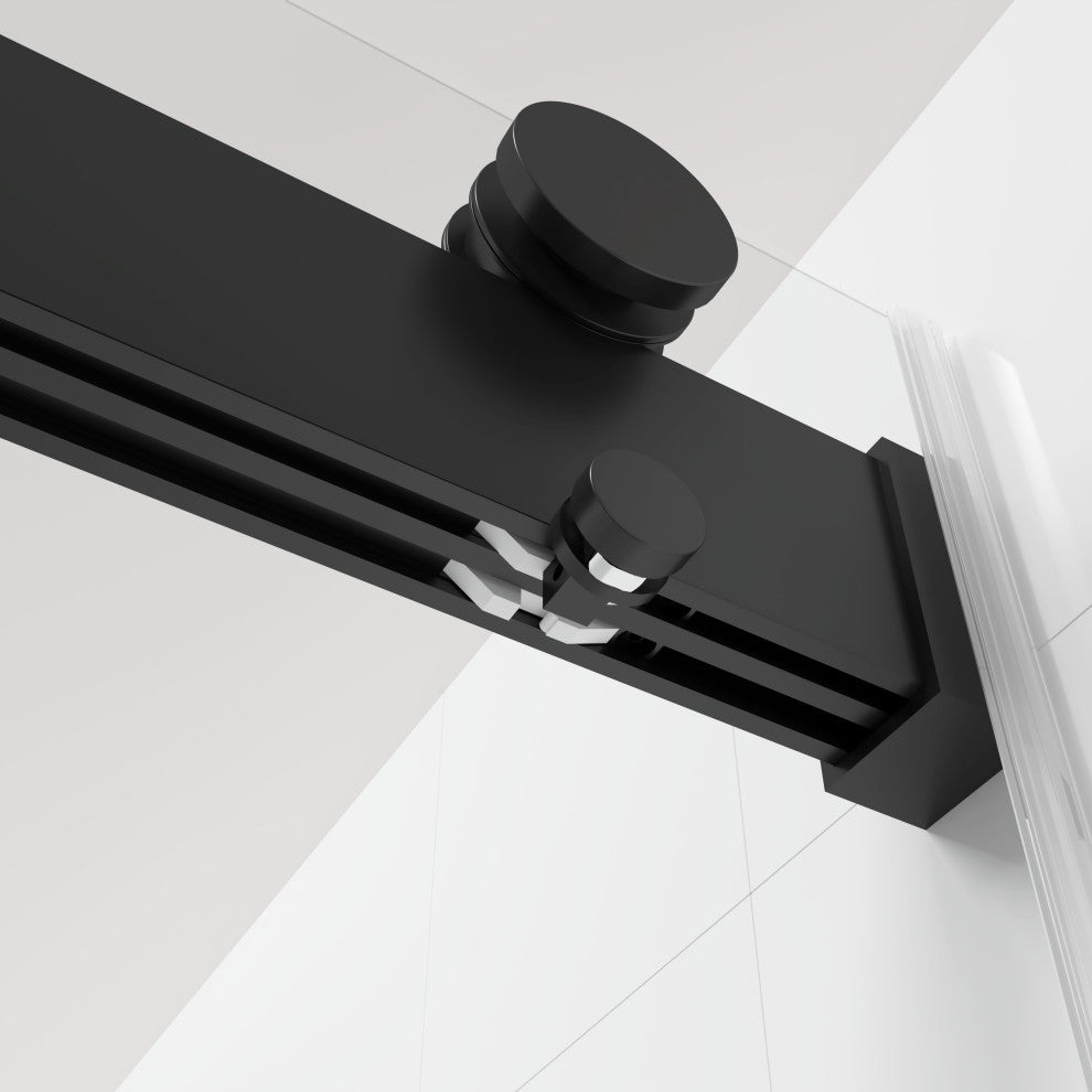 48" Frameless Sliding Shower Door, Matte Black, Soft-Closing