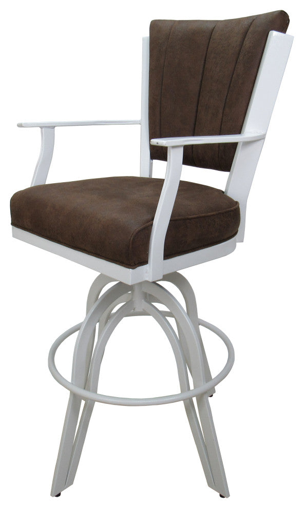 Montana Swivel Tilt Metal 30" Bar Stool or Counter 26" on A Base, Northwest Whiskey, White, 26"