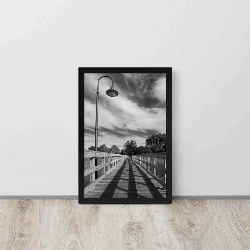Follow the Lines Rural Landscape Framed Photo Paper Wall Art Prints, Black, 12" X 18"