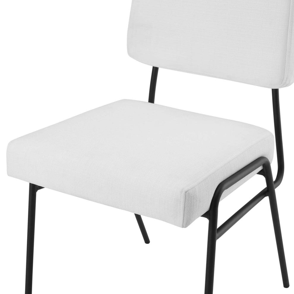 Side Dining Chair, Set of 2, Fabric, Black White, Modern, Cafe Bistro Restaurant