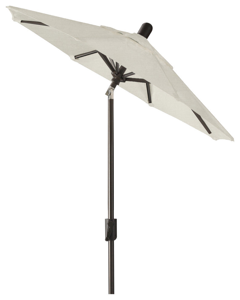 6' Round Auto Tilt Market Umbrella, Black Sapphire Frame, Natural