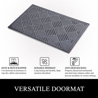 A1HC Superior Absorbant Polypropylene Doormat, Light Gray Checkered, 24"x36"