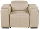 Niccolo Italian Leather Power Reclining Arm Chair With Power Headrests, Beige