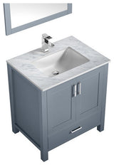 Jacques 30" Dark Grey Single Sink Vanity Set with White Carrara Marble Top