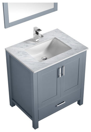 Jacques 30" Dark Grey Single Sink Vanity Set with White Carrara Marble Top