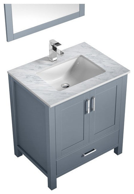 Jacques 30" Dark Grey Single Sink Vanity Set with White Carrara Marble Top