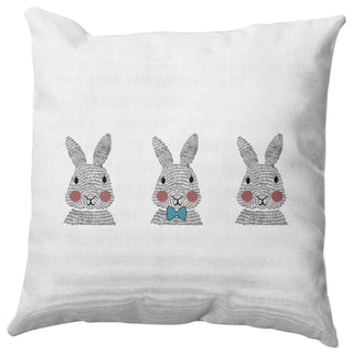Bunny Triplets Easter Decorative Throw Pillow, Explorer Blue, 26x26"