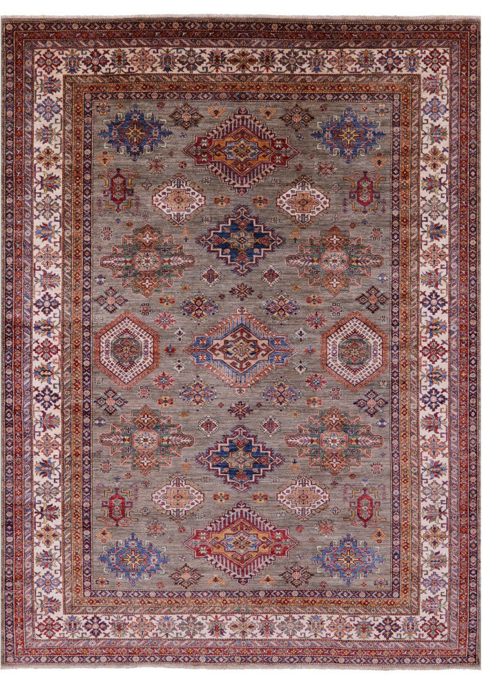 Handmade Geometric Super Kazak Wool Rug 8' 11" X 12' 1" Q9683