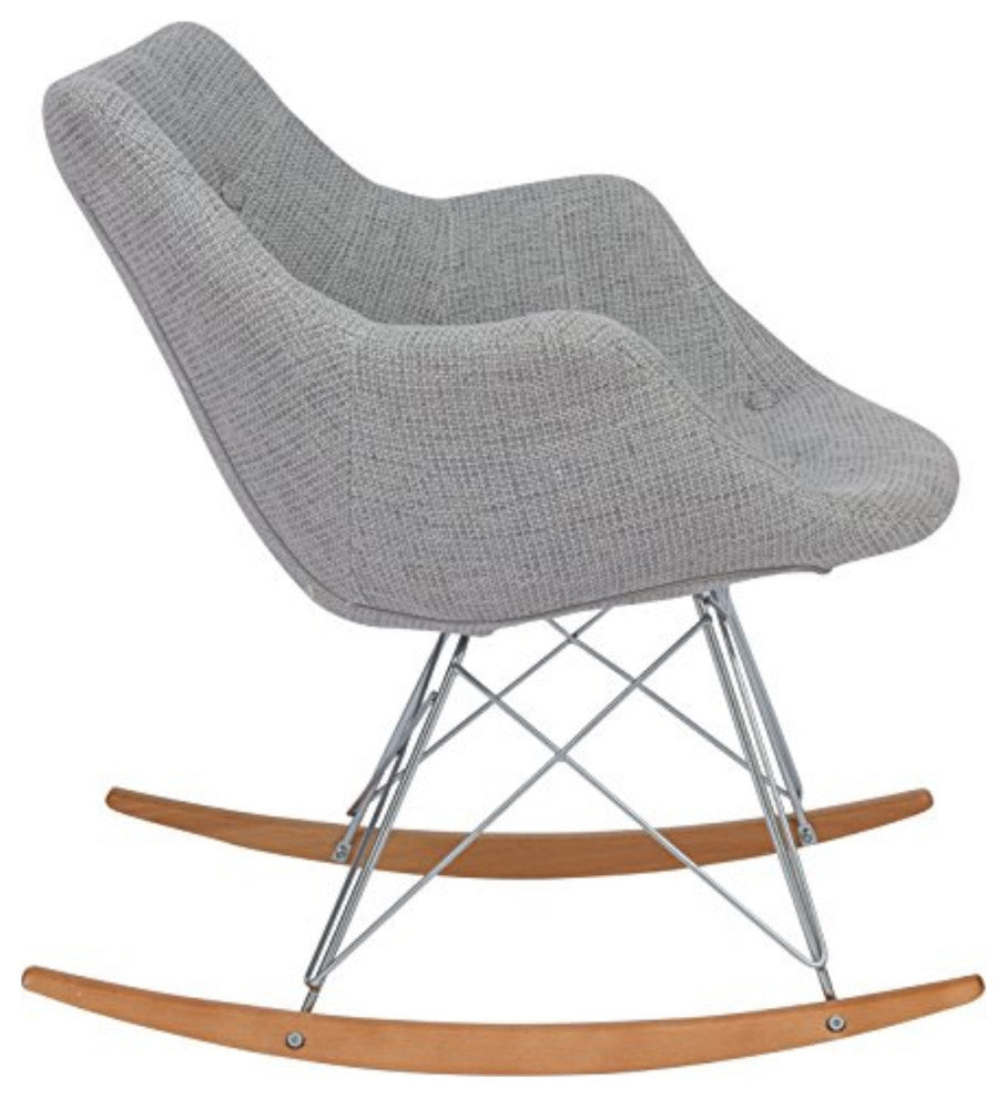 LeisureMod Willow Twill Fabric Eiffel Rocking Chair