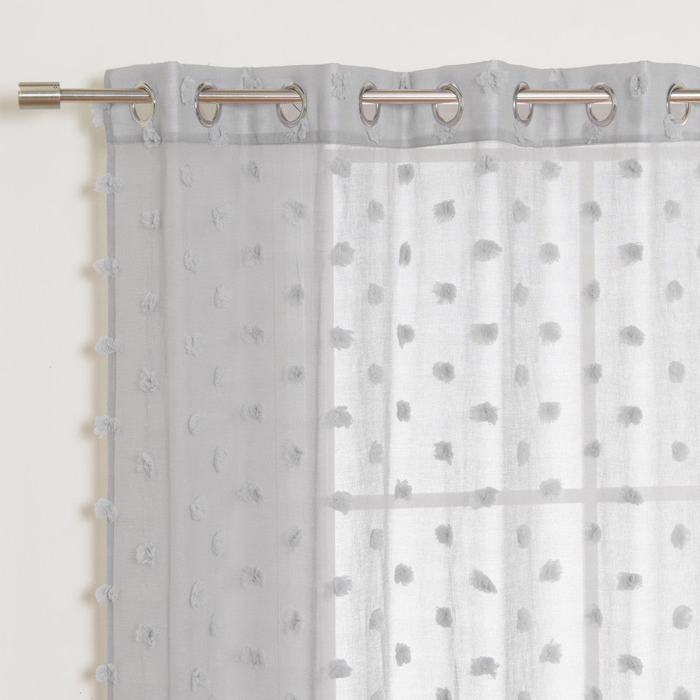 Sheer Textured Dot Curtains, Grey