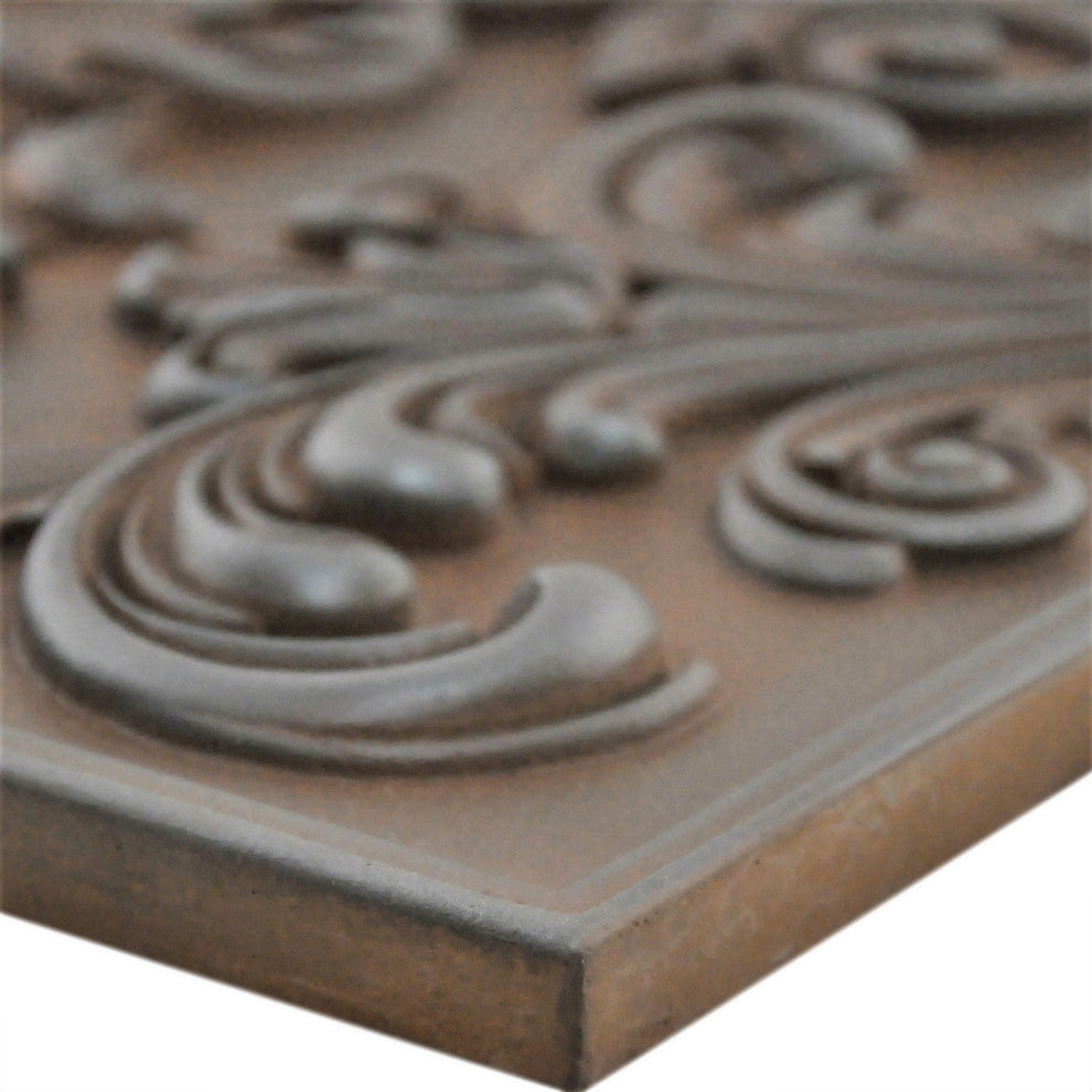 Cypress Iron Rust Matte Finish 16"x 24" Hand Made Metal Mural Tile