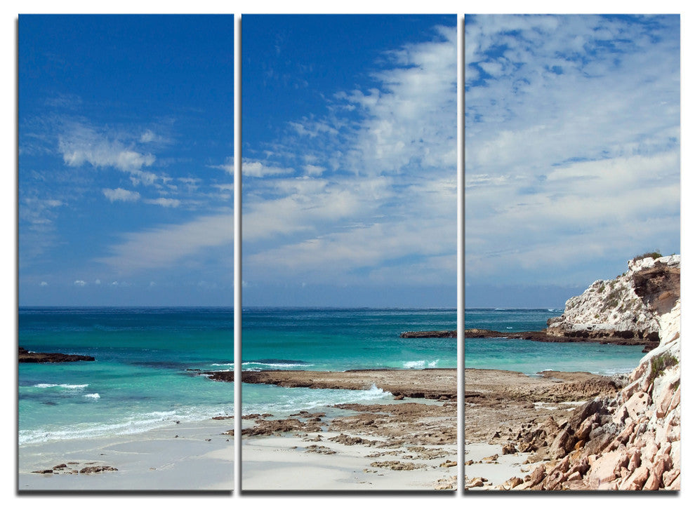"Rocky Coast Panoramic View" Metal Wall Art, 3 Panels, 36"x28"