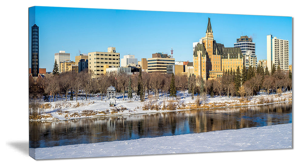 "Saskatoon Skyline" Landscape Canvas Photo Print, 32"x16"