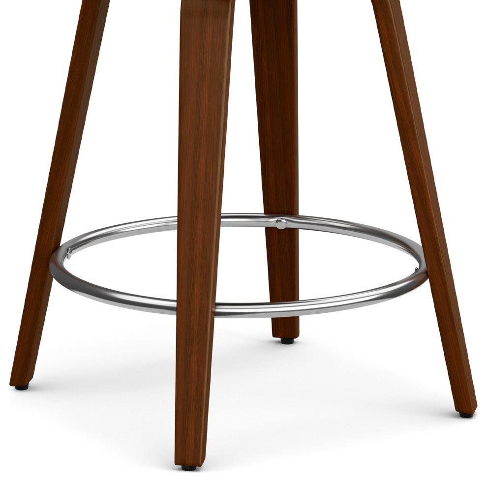 Roland Swivel Counter Height Stool, White Vegan Faux Leather