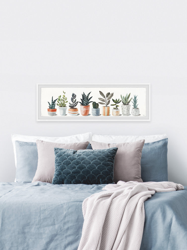"Geometric Painted Pots" Framed Painting Print, 30x10