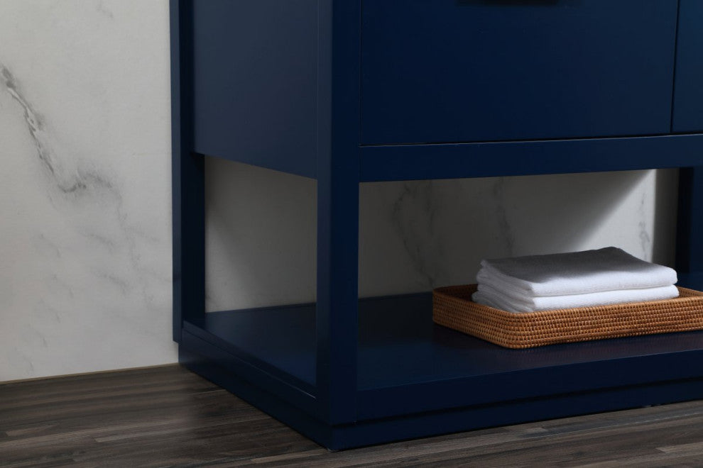 42" Single Bathroom Vanity, Blue, With Backsplash