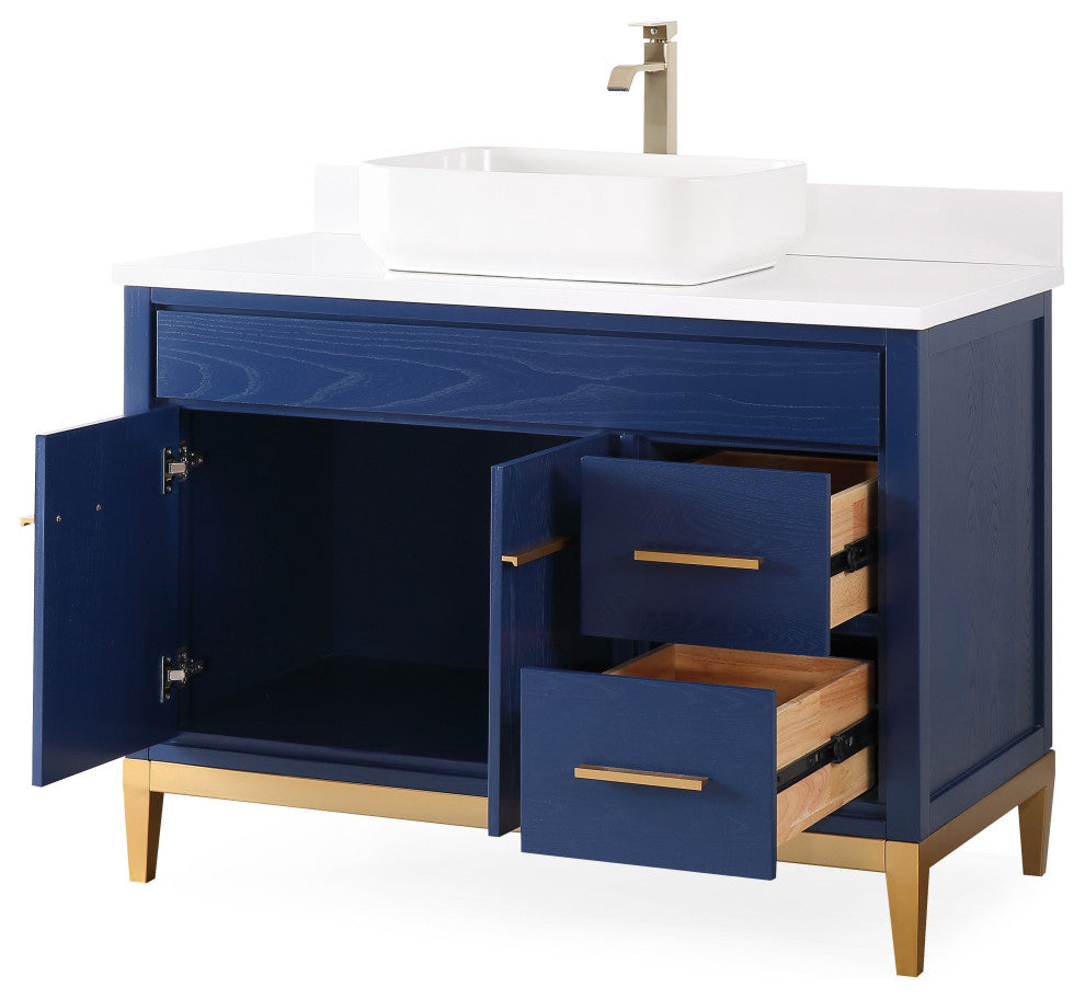 42" Tennant Brand Modern Style Blue Beatrice Vessel Sink Bathroom Vanity