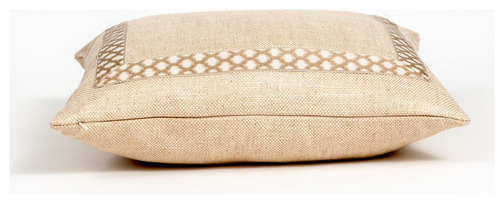 Beige luxurious pillow cover with decorative trim, Throw pillow cover, 20x20