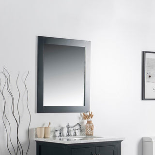 28" Solid Wood Frame Mirror, Dark Gray