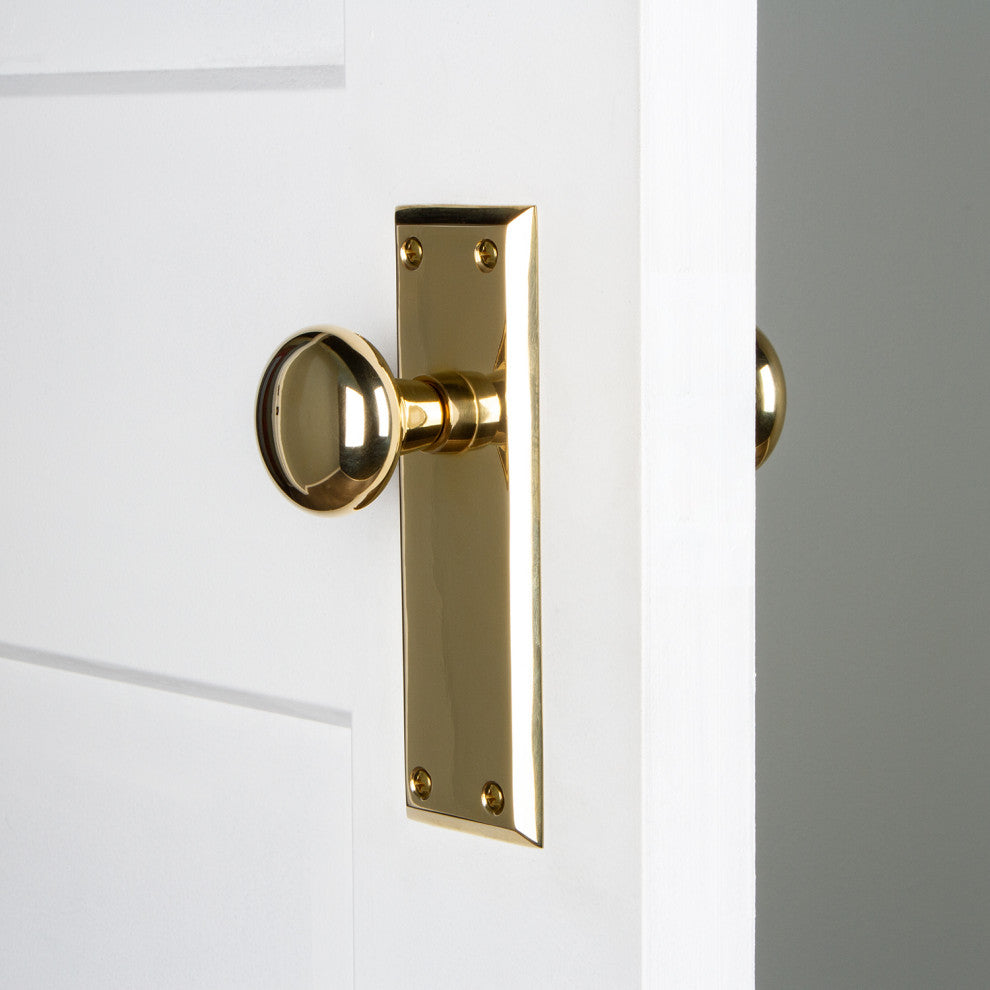 Double New York Plate With New York Knob, Polished Brass