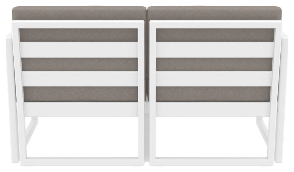 Mykonos Patio Loveseat White With Acrylic Fabric Taupe Cushion
