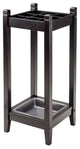 Pemberly Row Transitional Solid Wood Umbrella Stand with Tray in Espresso