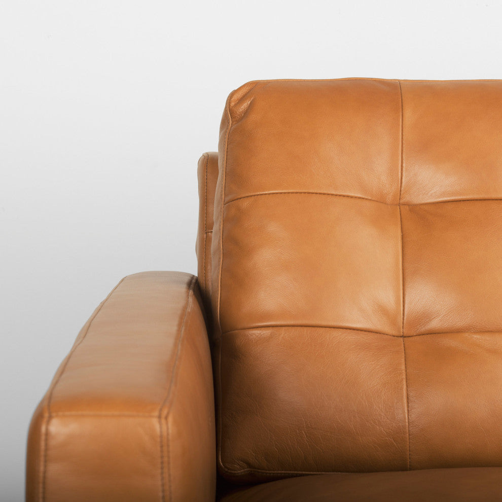 Olaf 88.2Lx37.8Wx35H Tan Leather Sofa