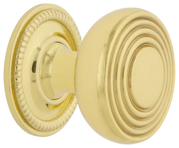 Deco Brass 1 3/8" Cabinet Knob With Rope Rose, Polished Brass