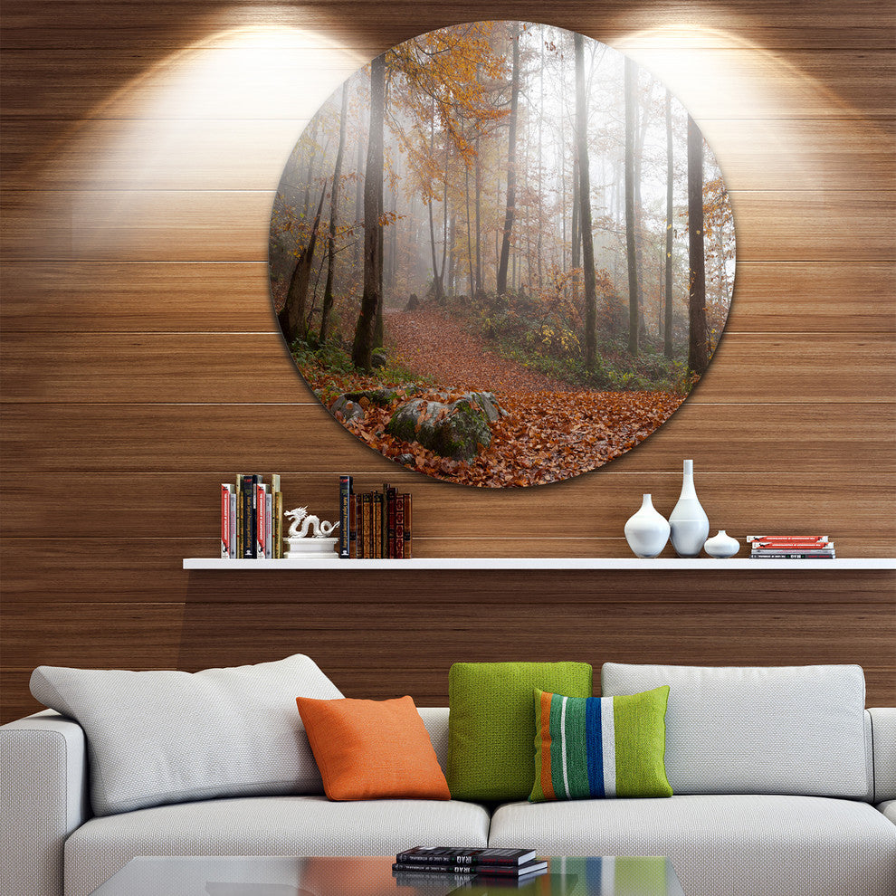 Autumn Forest In Germany, Landscape Photo Round Wall Art, 11"