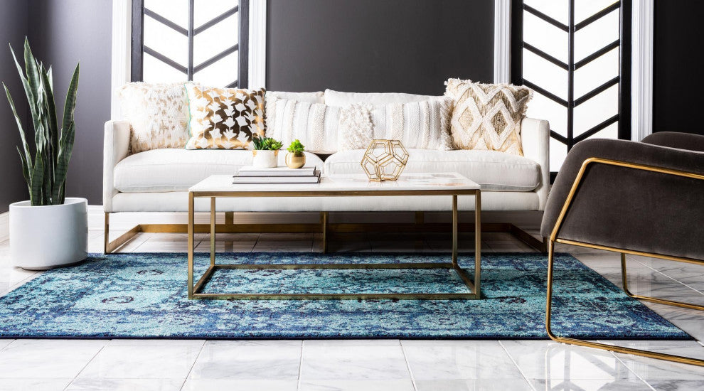 Rug Unique Loom Medici Turquoise Rectangular 3' 3 x 5' 3