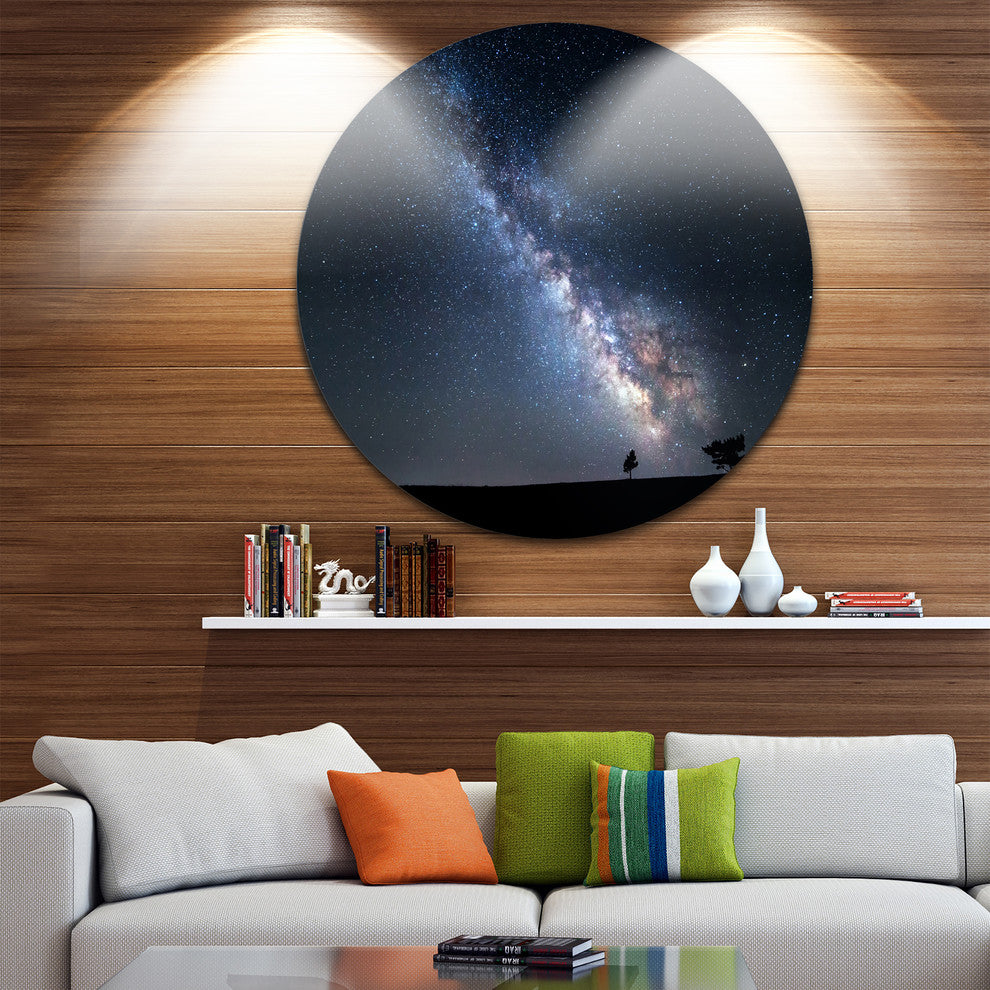 Summer Night With Stars In Crimea, Landscape Round Metal Wall Art, 11"