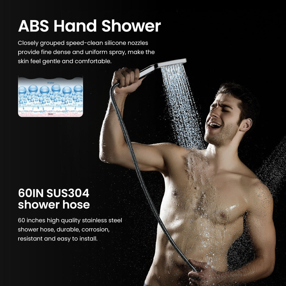Cube Shower Column With Dual Function Shower Head, Matte Black