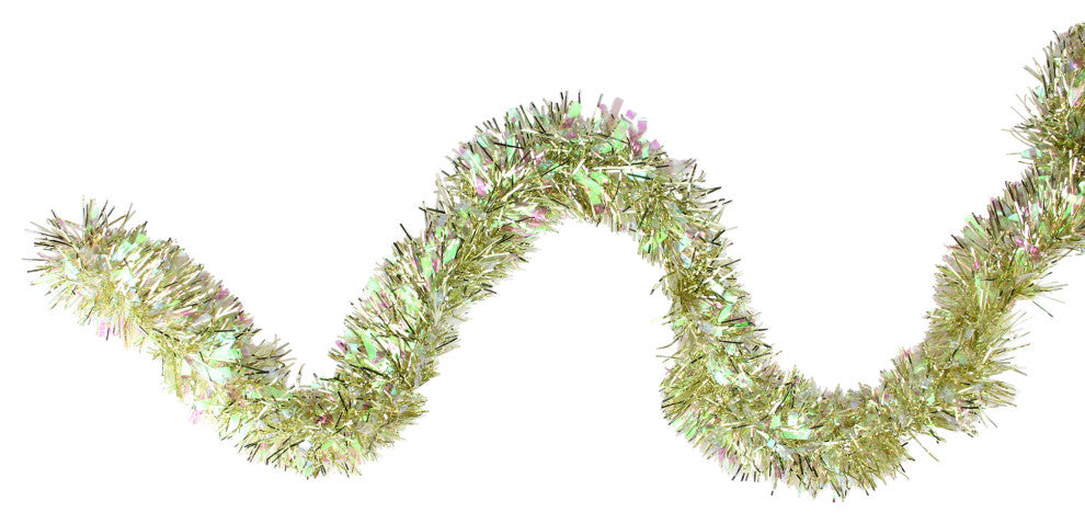 12' Starburst Iridescent and Gold Artificial Christmas Tinsel Garland Unlit