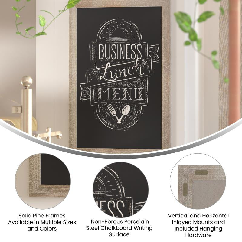 Canterbury Wall Mount Magnetic Chalkboard Sign Set, Weathered Brown, 24" X 36"