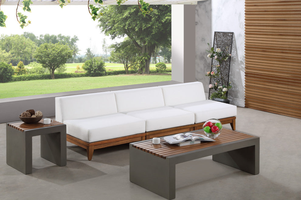 Rio Water Resistant Fabric  Patio 3-Piece Modular Sofa, Off White