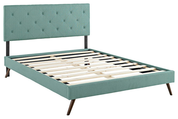 Terisa King Fabric Platform Bed With Round Splayed Legs, Laguna
