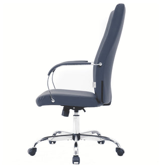 LeisureMod Sonora High-Back Adjustable Leather Conference Chair, Navy Blue