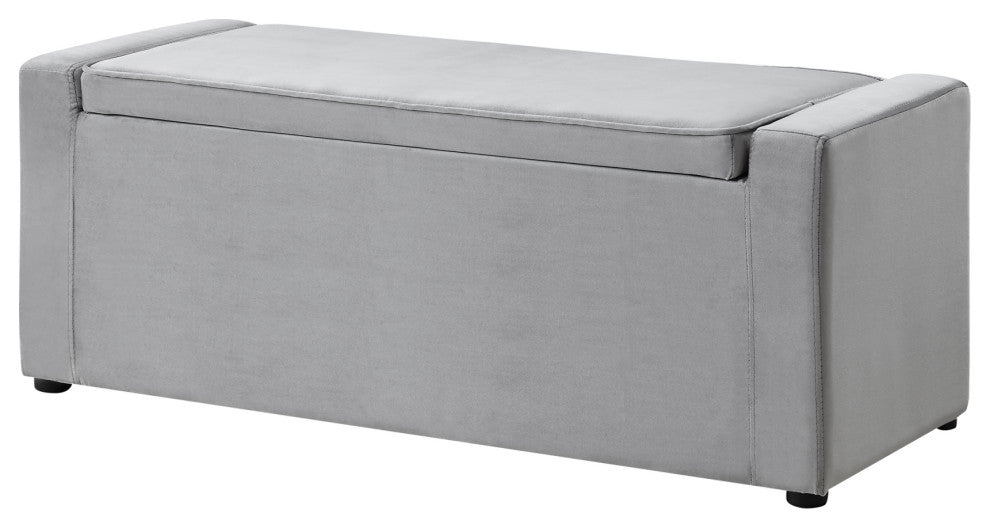 Carter Velvet Upholstered Shoe Storage Bench, Gray