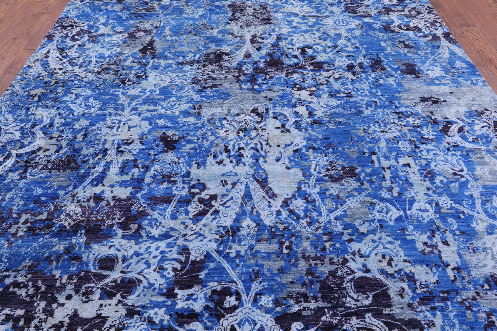 Modern Wool and Silk Hand Knotted Rug 9' 1" X 12' 1" Q10322