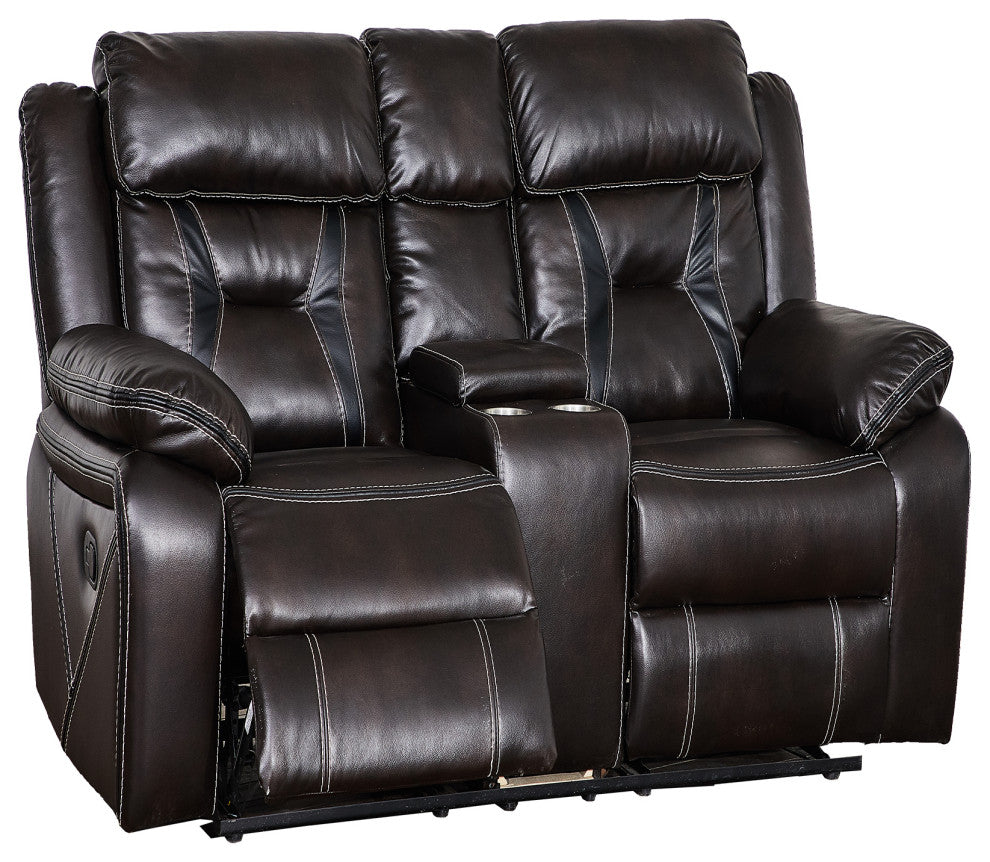 73" Faux Leather Top Arm Reclining Upholstered Loveseat Sofa