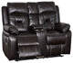 73" Faux Leather Top Arm Reclining Upholstered Loveseat Sofa
