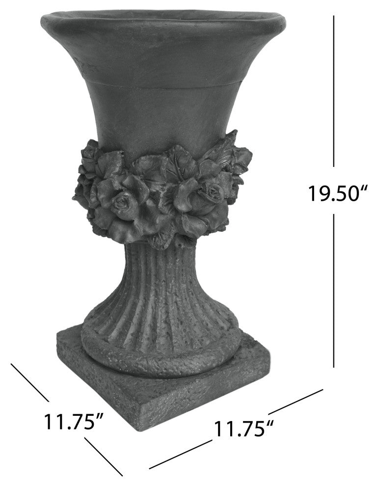 GDF Studio Michaelia Lightweight Concrete Chalice Garden Decorative Urn Planter, Antique Gray