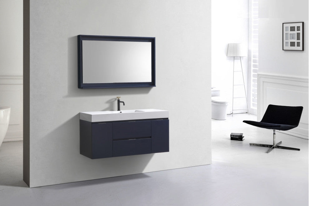 Bliss 48" Blue Wall Mount Modern Bathroom Vanity