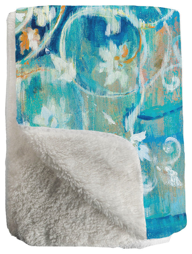 Laural Home Blue Mandala Sherpa Throw Blanket