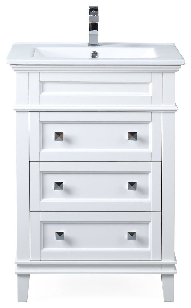 24" Felix Modern Sink Bathroom Vanity, White