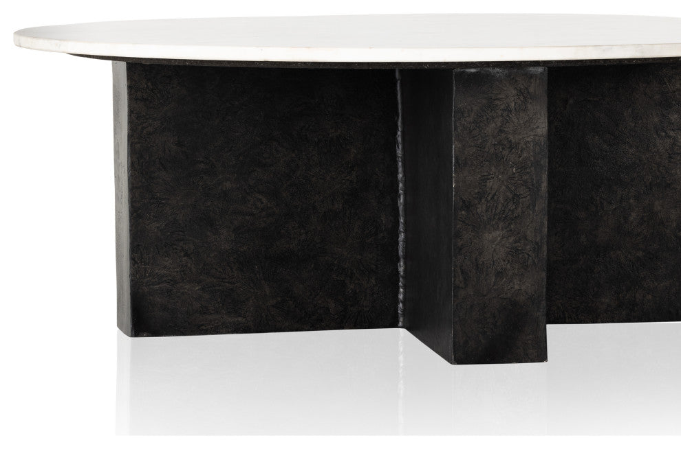 Terrell Round Coffee Table-Plsh White