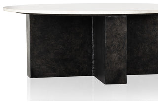 Terrell Round Coffee Table-Plsh White